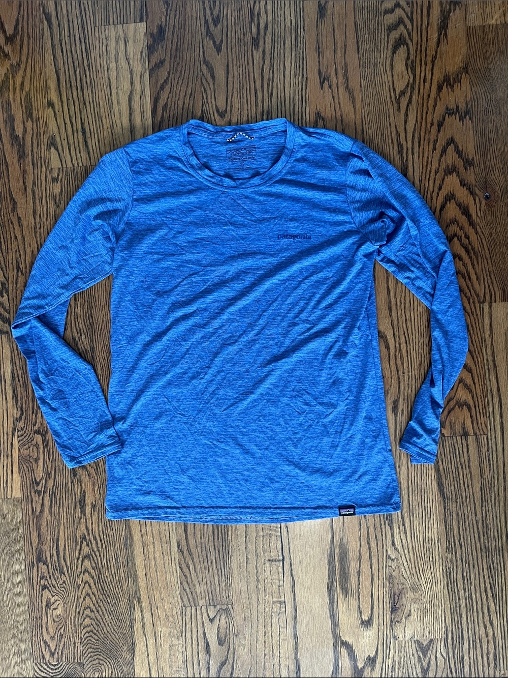 Patagonia Long-Sleeve Heathered Blue Crew Shirt
